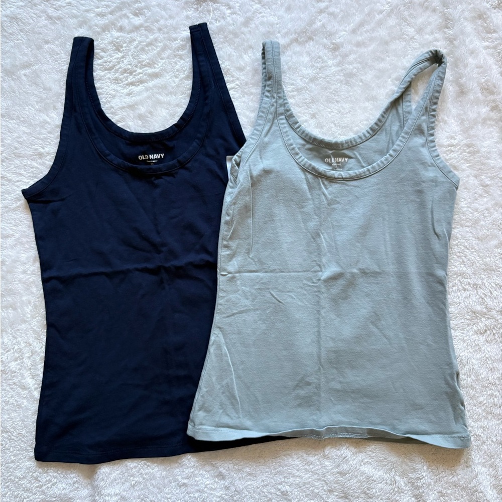 Old Navy First Layer Navy and Light Blue Scoop Neck Tanks